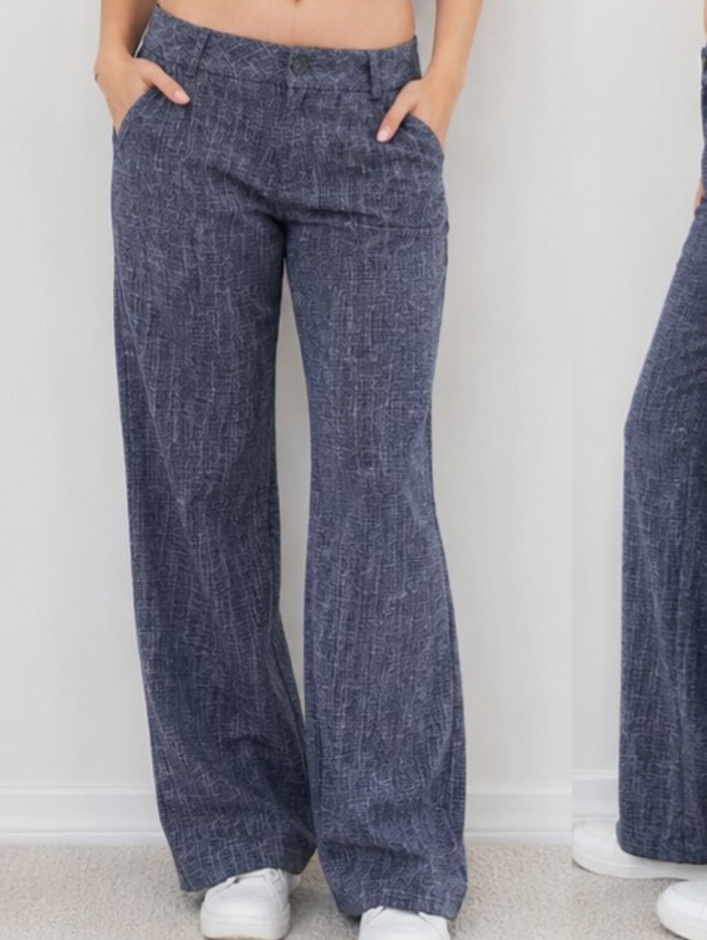 7th Avenue New York and Co Navy Blue/ Gray Size 2 Low Rise Dress PANTS